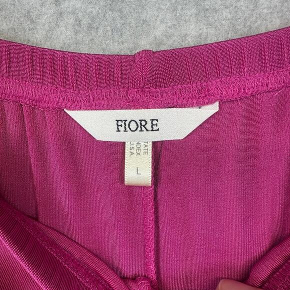 Fiore Pants Womens Size Large Pink Acetate Blend Pull On Elastic Waist Wide-Leg - Picture 3 of 10